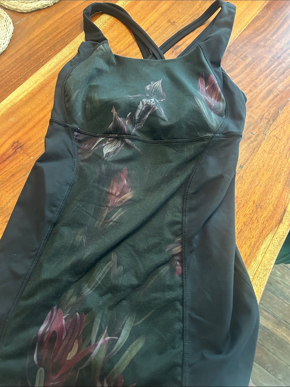 Black Floral Tank with Built-In Support